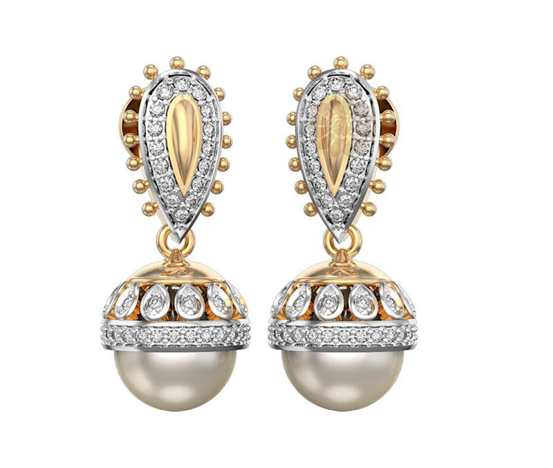 Vogue Crafts & Designs Pvt. Ltd. manufactures Diamond and Pearl Jhumka Earrings at wholesale price.